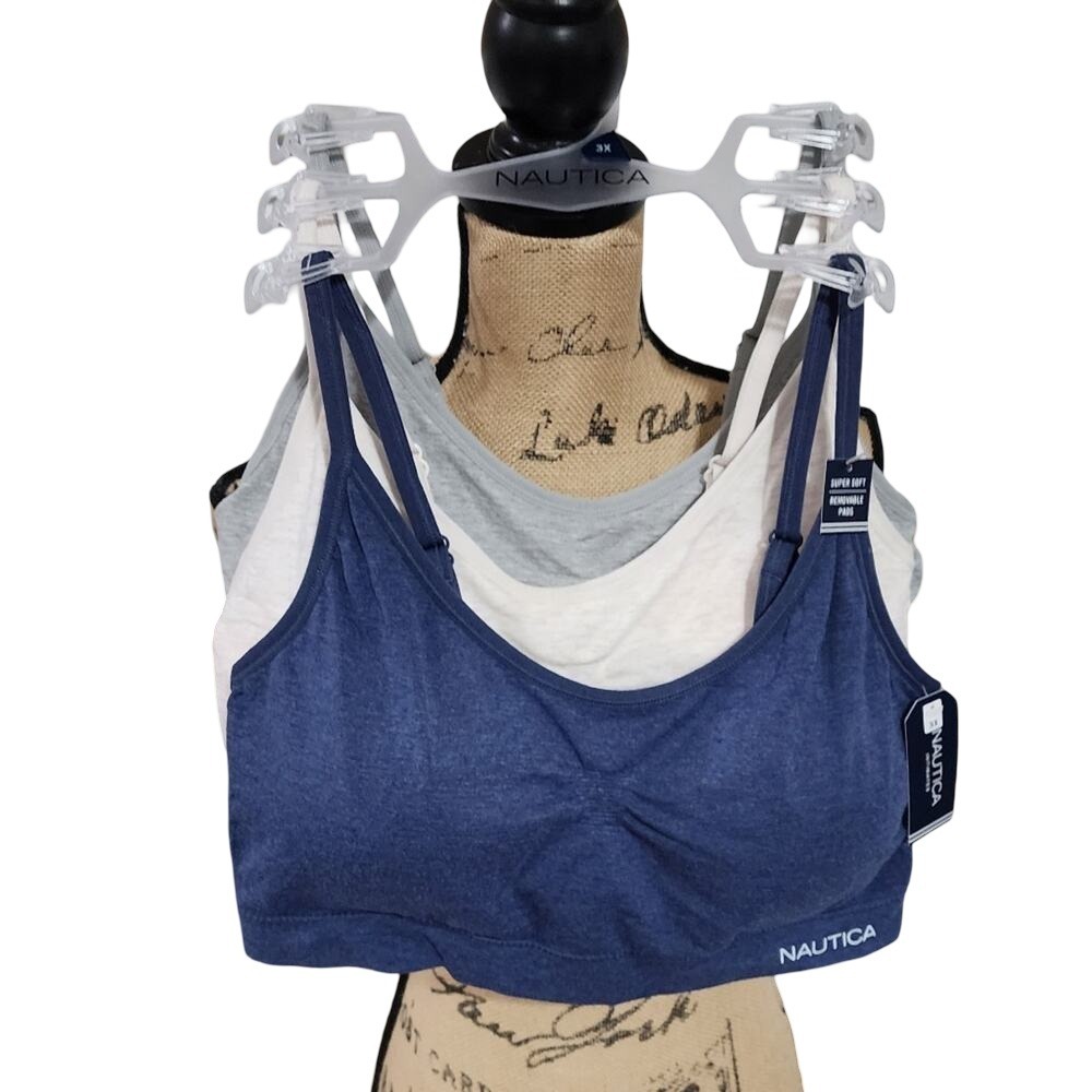 Nautica‎ 3 pk active athletic workout lounge bras bralettes plus size 3X new